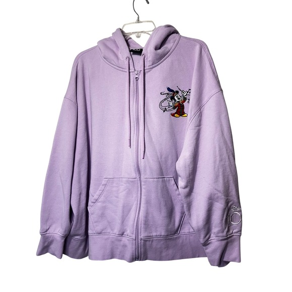 Disney Jackets & Blazers - Disney 100 Lilac Zip Hoodie 3X Plus Size Mickey Conductor Embroidered Logo